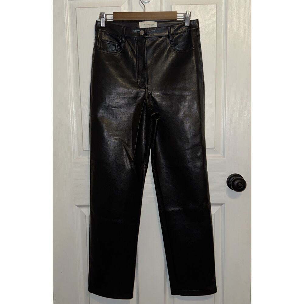 Wilfred Aritzia Melina Straight Leg Black Faux‎ Leather Pants Size 6